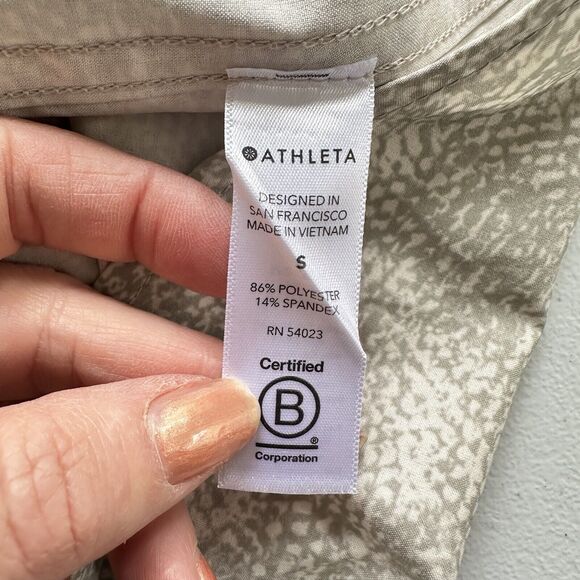 ATHLETA Dress Womens Size Small S Zuma Shirtdress V-Neck Tan Drawstring Stretch - Picture 6 of 7